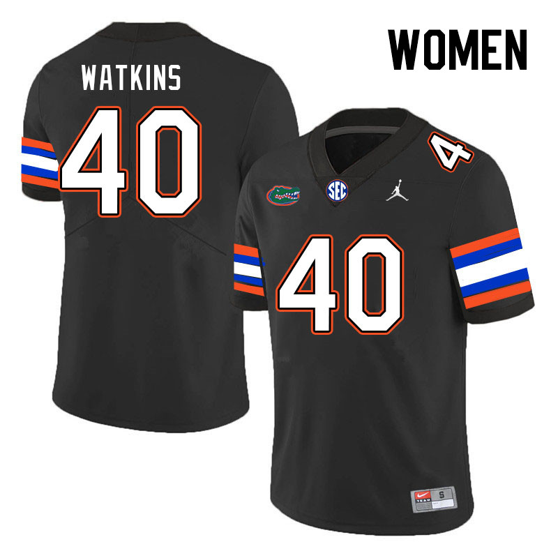 Women #40 Jacob Watkins Florida Gators College Football Jerseys Stitched-Black - Click Image to Close